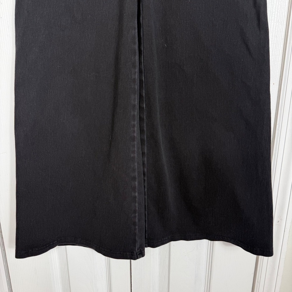Halara Wide Leg Jeans 26 Black High Waisted Gold Button Fly Retro Flare Pants - Picture 3 of 10